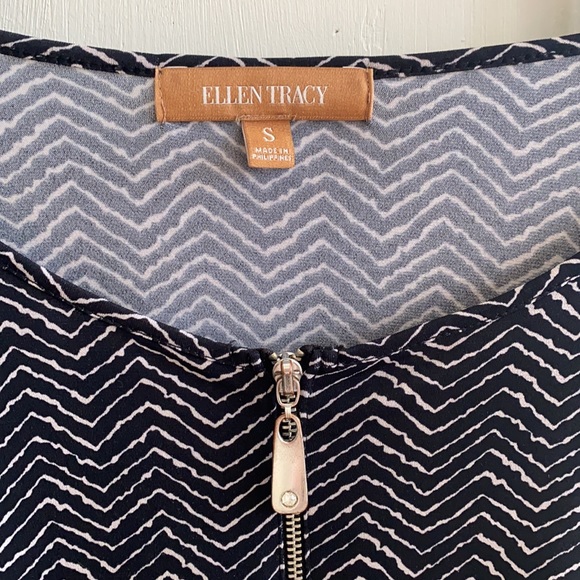 Ellen Tracy Roll Cuff Sleeve 1/4 Zip Blouse Size S - Picture 7 of 7